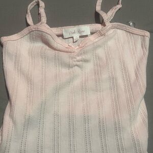 Pink Rose Light Pink and White Patterned Top